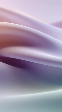 Vertical video: Loop starting, fabric folds flowing and reshaping on soft backdrop for calm mood