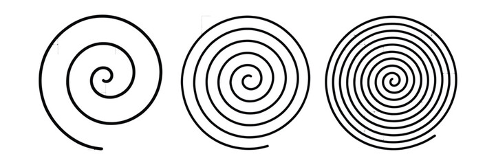 Naklejka premium Vector abstract Archimedean spiral set featuring smooth geometric curves and modern clip art designs, isolated on a transparent background, perfect for abstract graphics, decorative patterns, logos, a