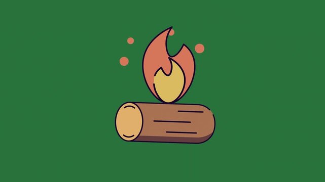 log fire top burning green flame campfire green screen animated chromakey movement creative scene figure backgrounds expression depth