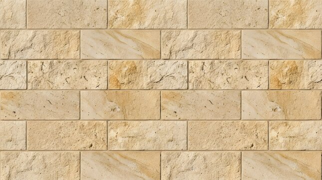 Beige Sandstone Brick Wall Texture Pattern Background.