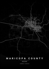 County Map Poster of Maricopa, Arizona - Noir Style © CreativAI