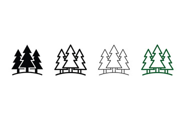 Fototapeta premium Four stylized tree icons with transparent background for various design uses