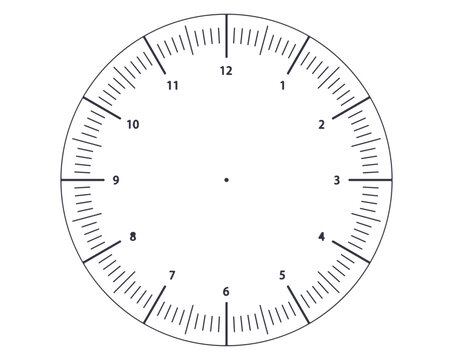 Blank Analog Clock Dial Face Scale Template Vector Illustration