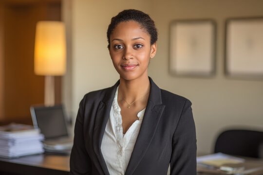 Portrait of a young African American civil rights attorney in professional attire