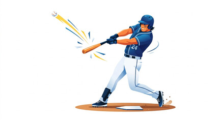 Fototapeta premium Dynamic Baseball Batter Hitting Ball Vector Illustration