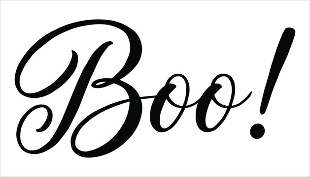 Black boo text on isolated white background for halloween