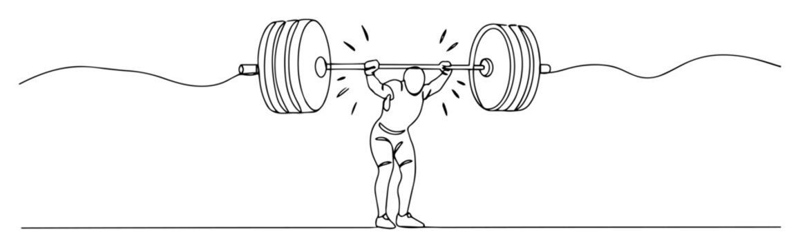 weightlifter holding barbell overhead strength training