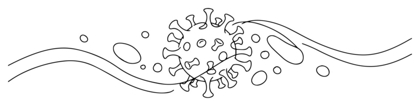 coronavirus cell with particles in bloodstream