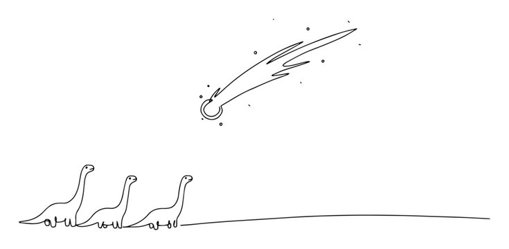 dinosaurs observing incoming asteroid collision