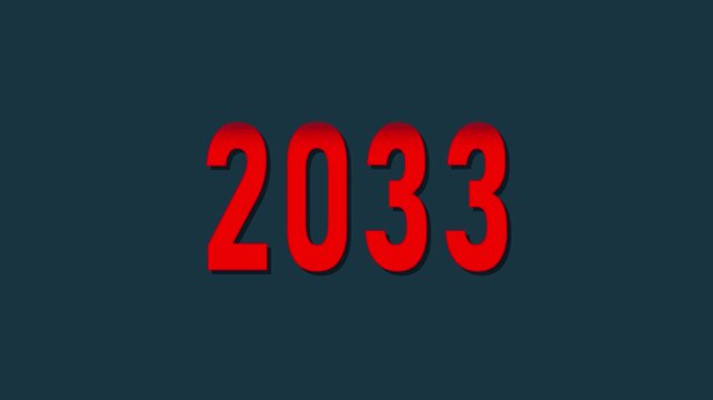 red text 2017 counting animation on nevi blue background, 2033 text animation scrolling up and down