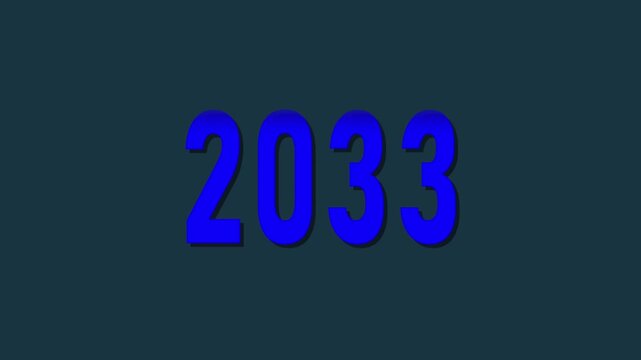 Blue text 2017 counting animation on nevi blue background, 2033 text animation scrolling up and down