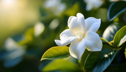 Obraz premium Beauty In Details Close Up Of Beautiful Gardenia Flower On A Sunny Day Gardenia Taitensis Also Called Tahitian Gardenia Or Tiare Flower
