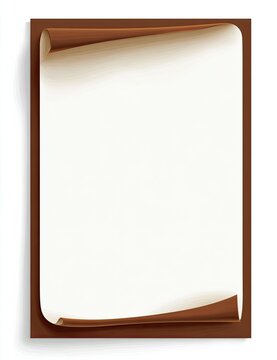 Blank white paper with curved brown edges, casting a subtle shadow