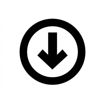 Black downward arrow centered within a thick black circle