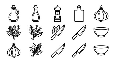 Culinary Icons: Cooking Ingredients and Tools Set, Flat Design © Brian