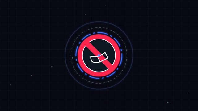 No Leaf Blower Futuristic Prohibition Sign Animation