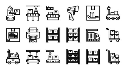 Warehouse Logistics Icons: Automation, Shipping, and Storage © Brian