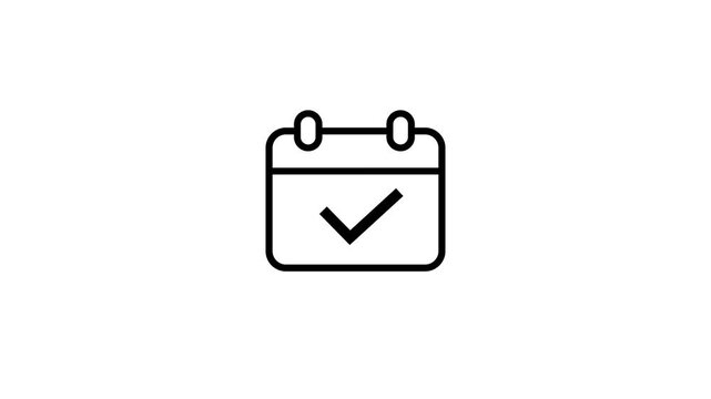 Daily calendar date icon isolated with check mark icon motion graphics of calender concept.Animated of date schedule concept looped animation.