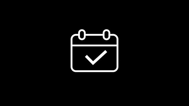 Daily calendar date icon isolated with check mark icon motion graphics of calender concept.Animated of date schedule concept looped animation.