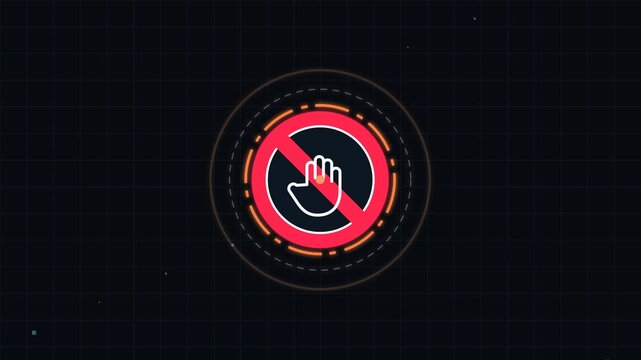 No Touching Futuristic Prohibition Sign Animation