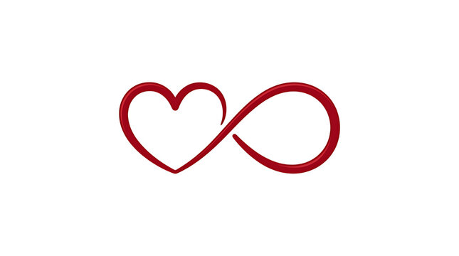 Red heart and infinity symbol combination isolated on transparent background perfect for love and eternity designs