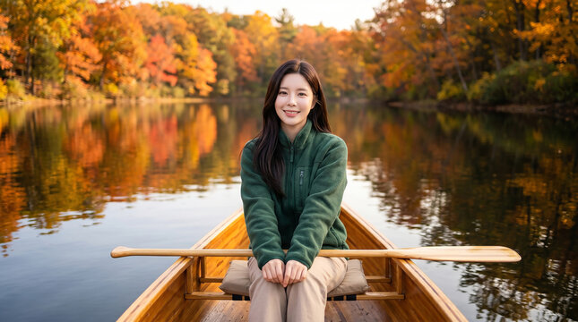 가을 호수에서 누워 쉬는 여성 / Woman Resting by an Autumn Lake