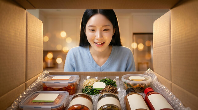 건강한 식탁 앞에서 미소 짓는 여성 / Woman Smiling at a Healthy Dining Table
