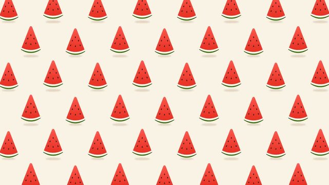 Watermelon slice pattern seamless loop background animation in flat vector style