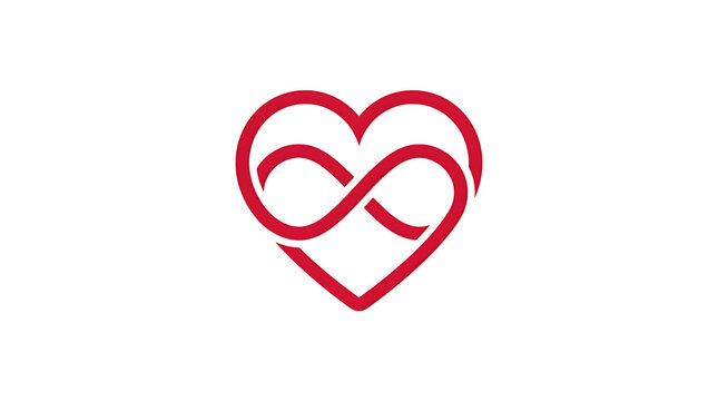 Red infinity heart logo isolated on transparent background symbolizing eternal love and endless connection