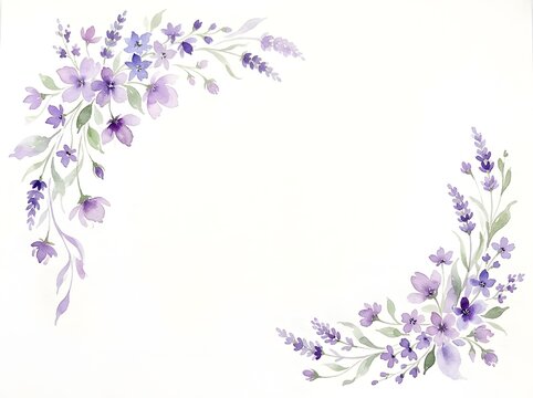 Watercolor lavender and floral corner arrangement