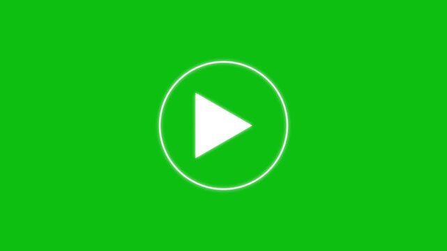 Play and pause button click animation with mouse cursor on green and black screen. cursor arrow click media player
