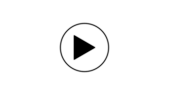 Play and pause button click animation with mouse cursor on green and black screen. cursor arrow click media player