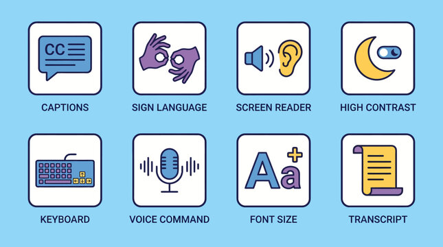 accessibility features icons set for website or app design