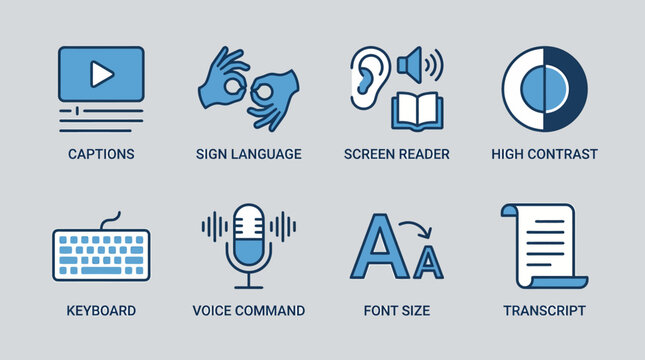 accessibility features icons for website and app design