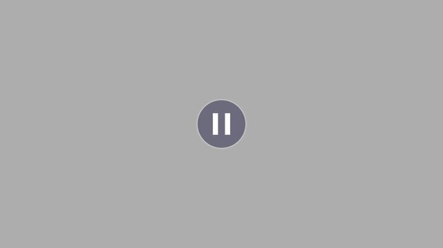 clean video player play button switching to pause with ripple wave animation 4k.