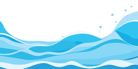 Abstract blue water wave splash background vector illustration. Vibrant cartoon ocean wave vector with splash and foam on white background, water wave, kids themes, and digital art. © MD AL AMIN