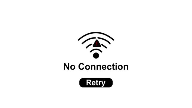 wifi connection lost warning with retry ui animation.