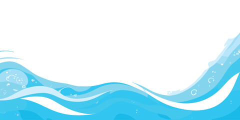 Abstract blue water wave splash background vector illustration. Vibrant cartoon ocean wave vector with splash and foam on white background, water wave, kids themes, and digital art. © MD AL AMIN