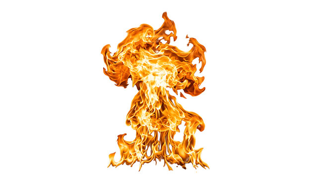 Realistic fire flame effect isolated on transparent background for digital compositing and visual effects projects