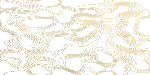 Abstract elegant gold topographic map vector with abstract wavy contour lines in perspective view, showcasing luxurious minimalist geographic and cartographic pattern. © NIROB