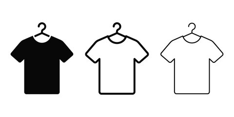 Clothing on hanger icon silhouette vector outline and line art © MD