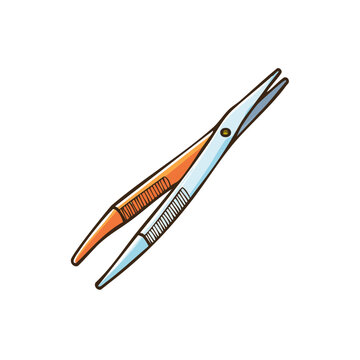 Precision tweezer tool with orange and blue handles for detailed work and crafting