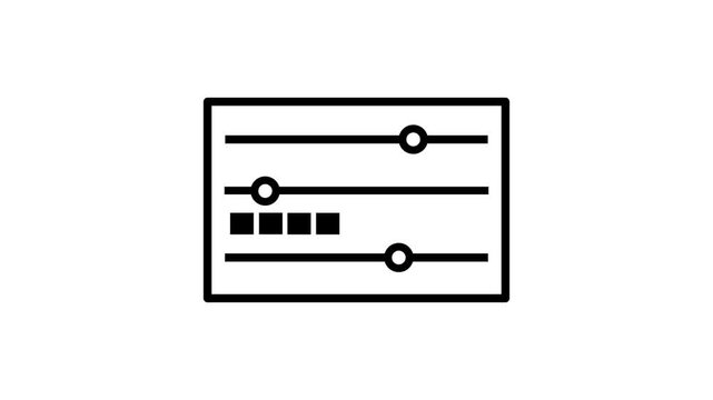 Animated drawing of a horizontal rectangle with three lines inside representing settings options.