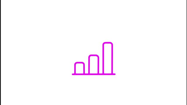 Bar chart with growing line graph animation on white background. Financial success concept.