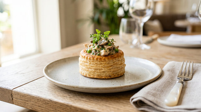 Vol-au-vent, pastry with creamy filling