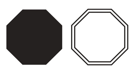 Octagonal Stop Sign Silhouettes On White Background © UmmeFaria