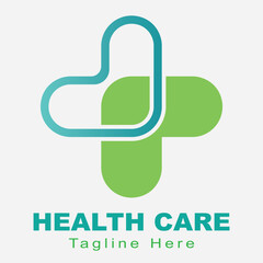 Fototapeta premium HealthCare, Medical, Hospital, Natural Care, Organic Health Logo, Background Blue and Green vector logo print file