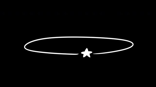 Set of hand drawn 2D animation of spinning white stars different version on circular orbit path, dizzy and concussed effect loop isolated on black background. Overlay cartoon stop motion elements.