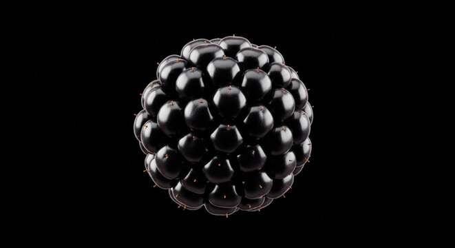 Ultra-Sharp Macro of Dark Purple Blackberry with Glossy Drupelets and Studio Highlights