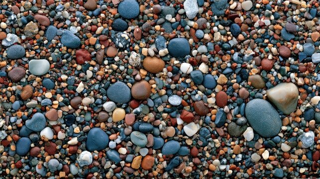 Natural gray and brown small river pebbles texture.